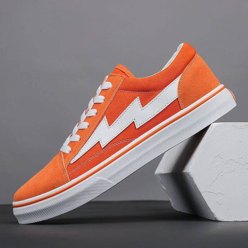 Ddmyoutdoor Orange White Men S Classic Lighing Skateboard Shoes Fashion Boys Vulcanized Shoe Street Skateboarding Sneaker Outdoor Shoes