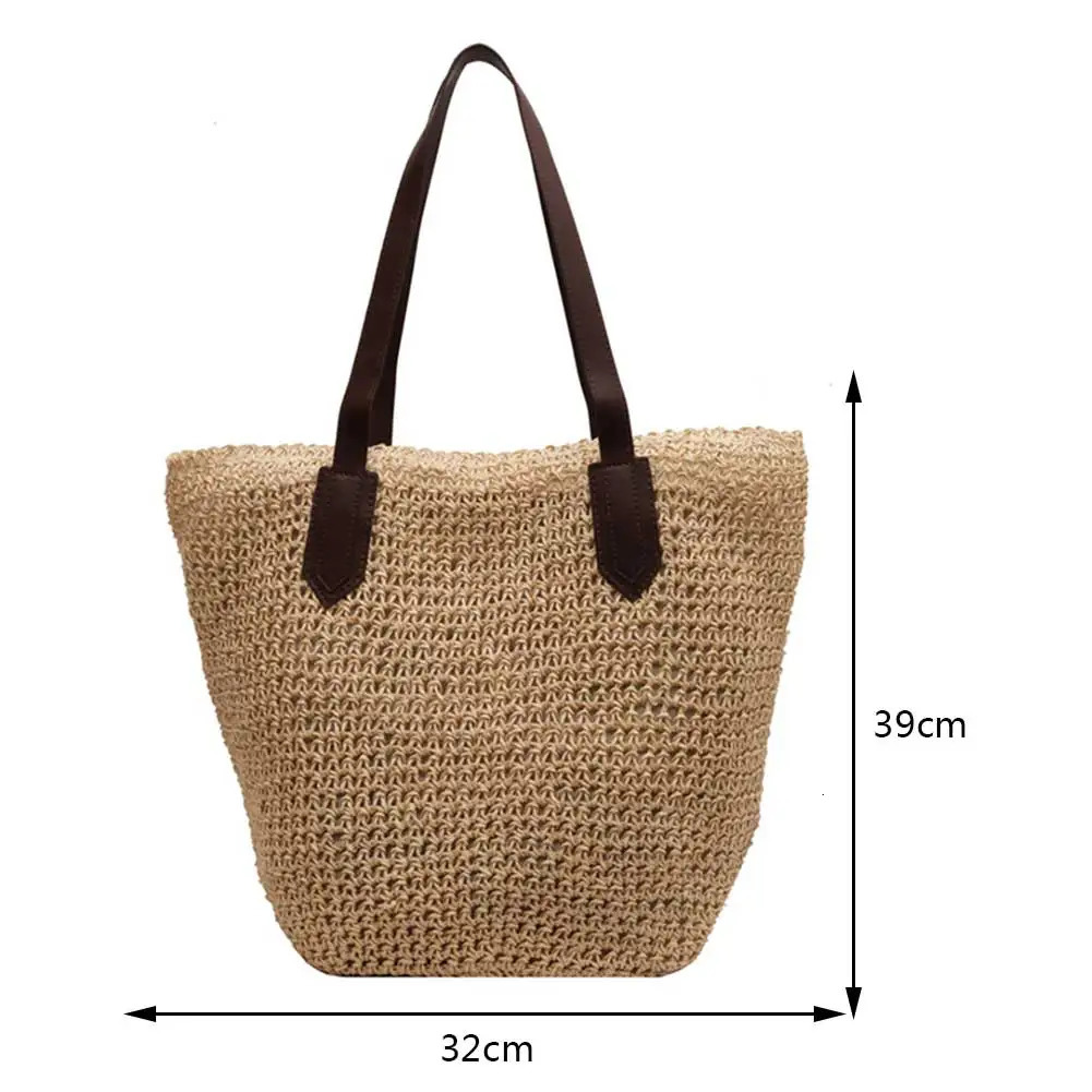 Women Shoulder Bag Bohemian Straw Underarm Summer Beach Woven Armpit Large Casual Crochet Tote Shopping Bags 250605
