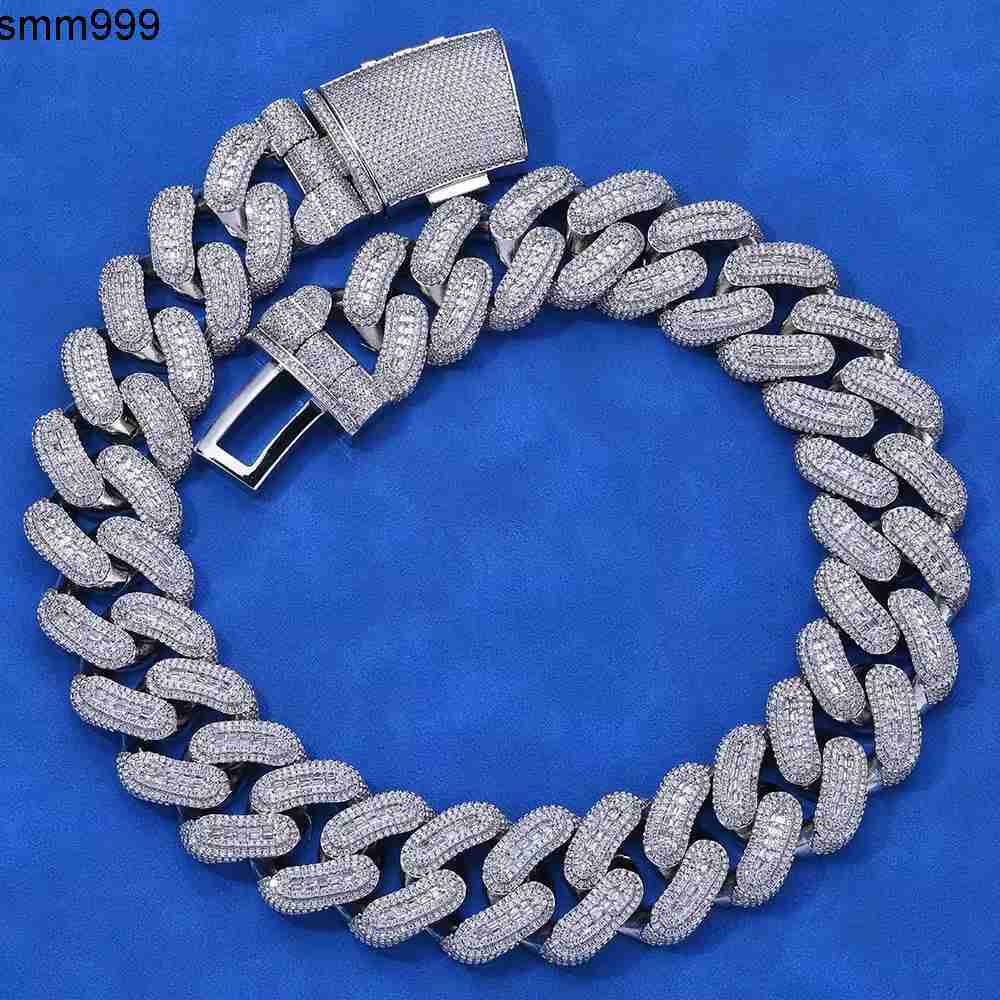 925 Silver Moissanite Necklace 29mm Cuban Chain Versatile Hip Hop Jewelry for Men Trendy Brand