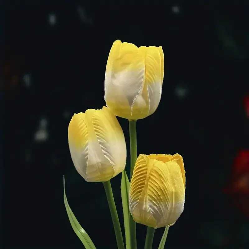 1PC Solar Three-Headed Tulips Garden Lights Outdoor Waterproof Decoration Lawn Lights Landscape Lighting For Garden Yard Pathway W250607