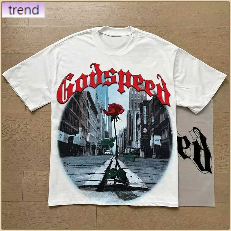 2025 Summer vintage Rose pattern God Spd Short sleeve top T-shirt unisex casual trend God Spd T-shirt clothing real photos X2506071