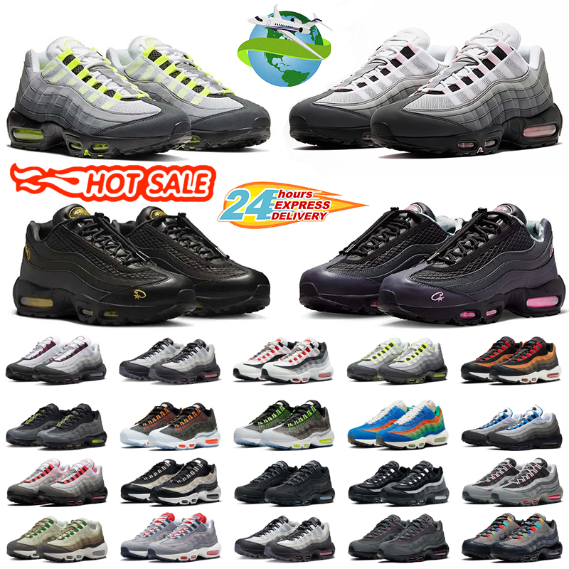 95 Running Shoes Classic Triple Black White Yellow Cool Grey Honey Black Pink Foam Men Trainers Sports Breathable and shock absorbing Sneakers size 36-45