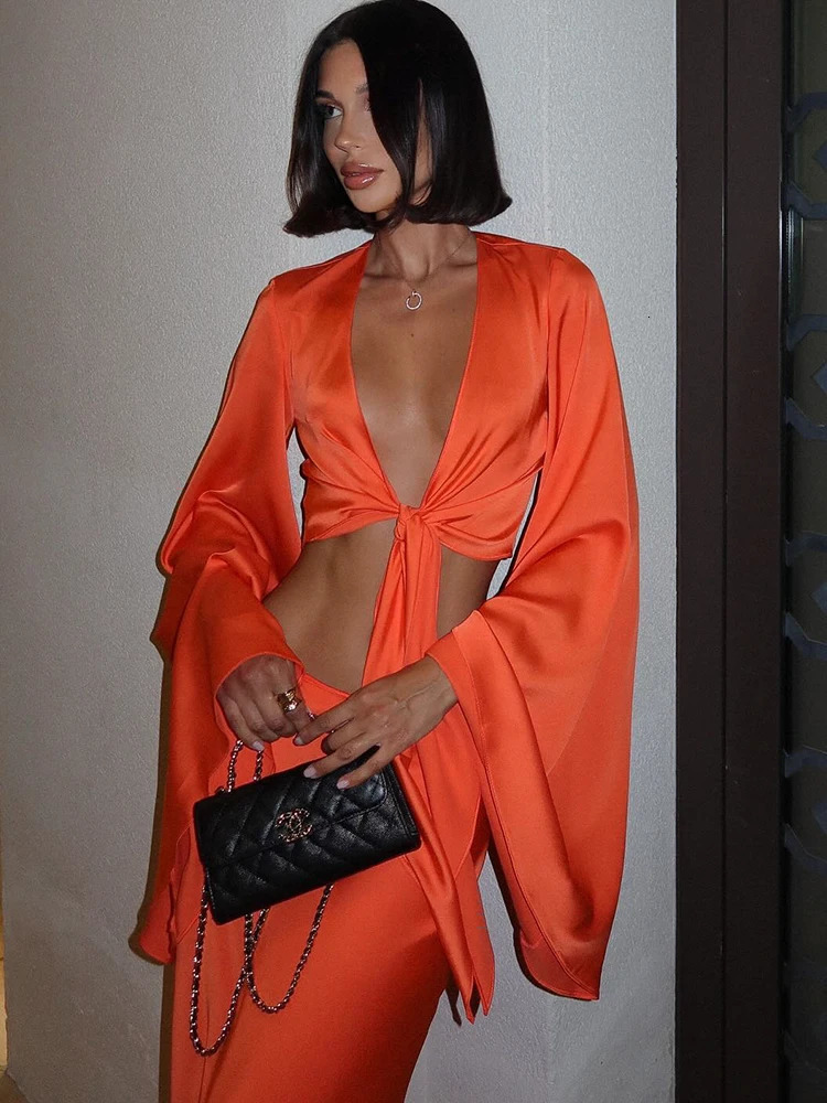 Cnyishe Women Sets V Neck Long Sleeve Fashion Elegant Solid Suits Sexy Club Streetwear Sheath Tracksuits 2-pieces TopsSkirts 250605