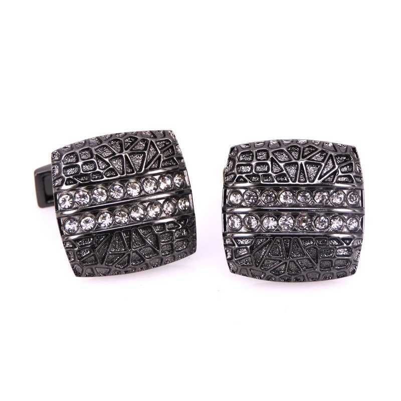 Novel carbon fiber Cufflinks Mahogany crystal gem crown cuff button High quality hand cut Cuff-links Mens jewelry wholesale. W250606