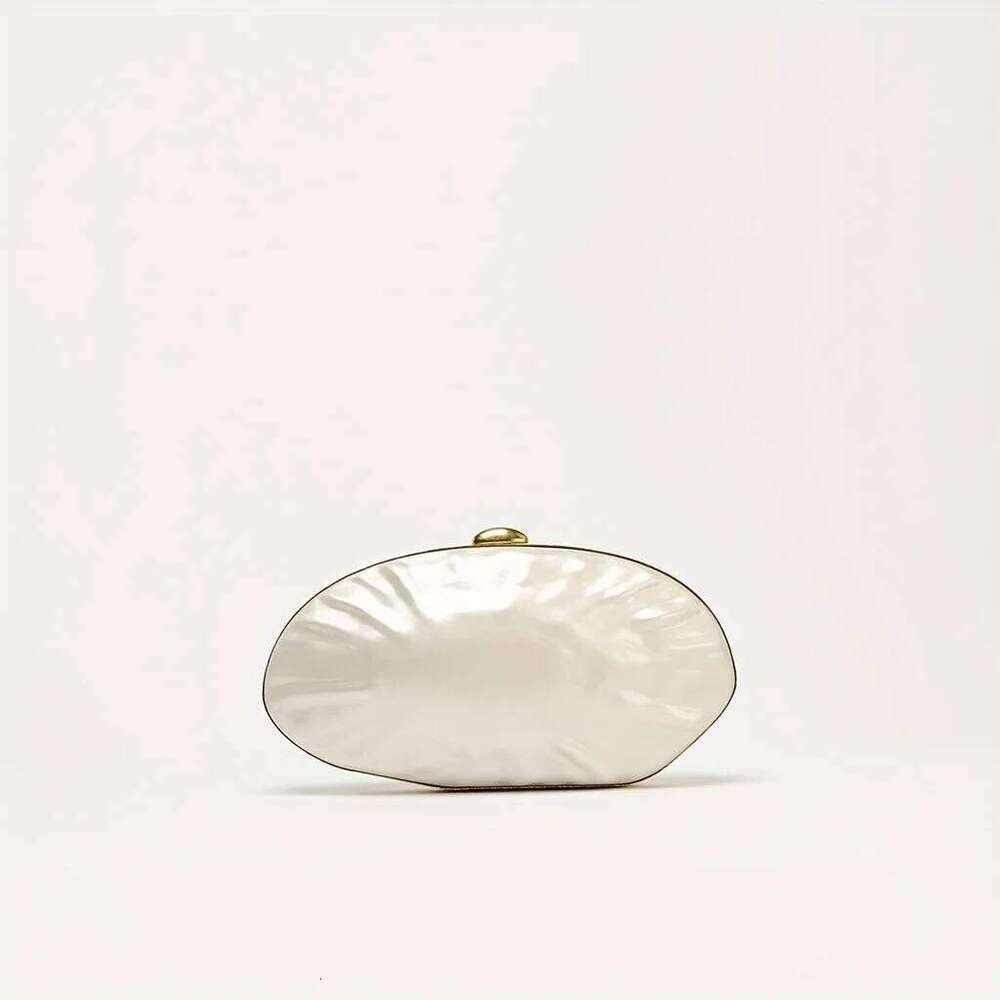 Shell Clutch Bag Acrylic pearl color frame purse women wedding evening party cute ivory handbag new 2025 spring