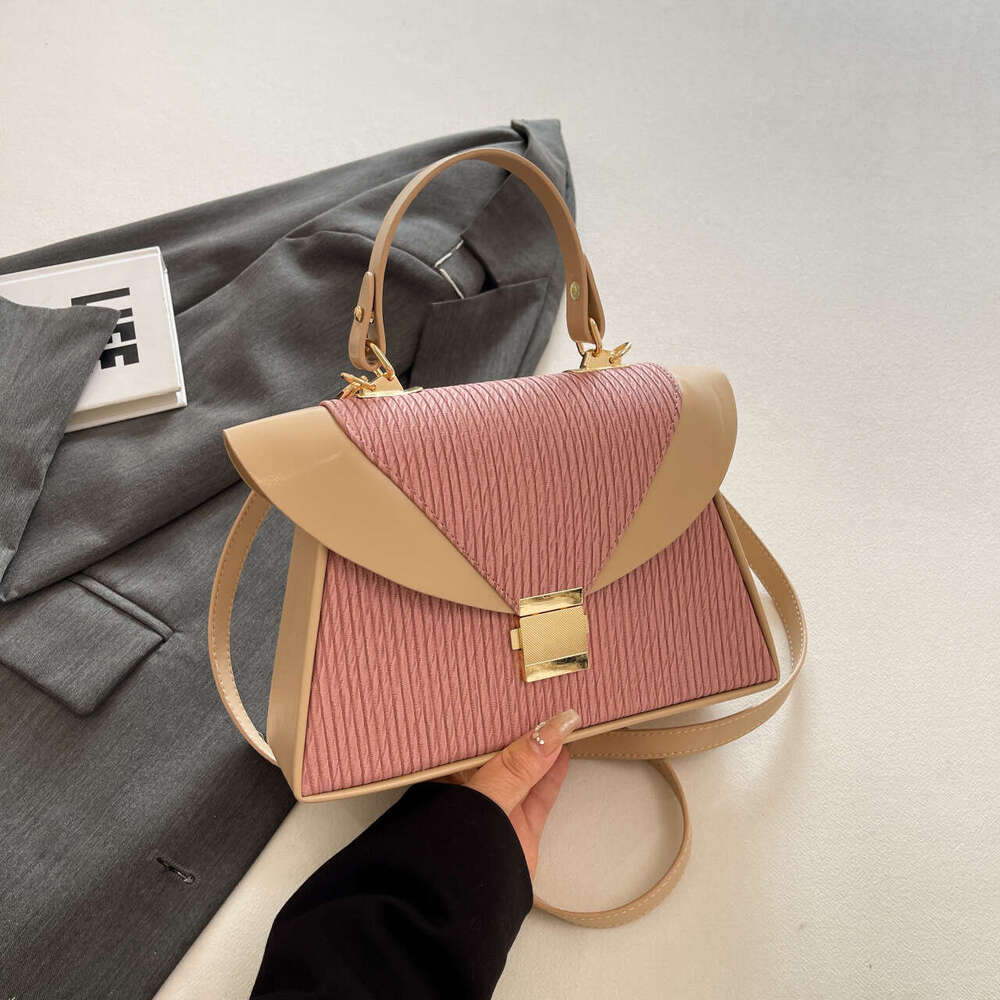 High-End Handbag for Women New Niche Fashion Stylish Shoulder Simple Color-Block Crossbody Bag