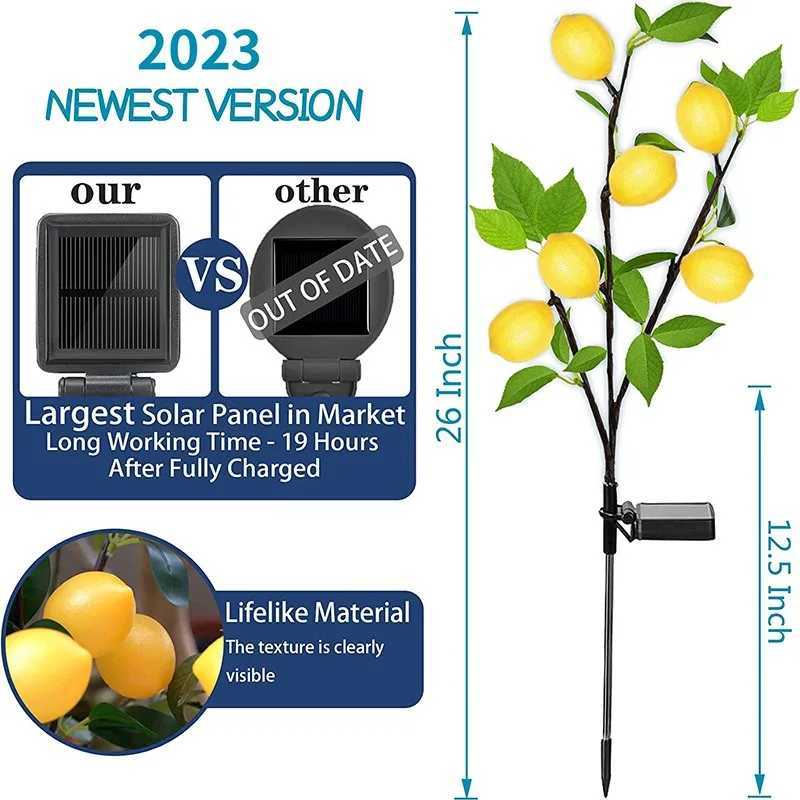 Outdoor Solar Lemon Light Lawn Courtyard View Garden Park Party Atmosphere LED Entrance Festival Fruit Decorative Lamp W250607
