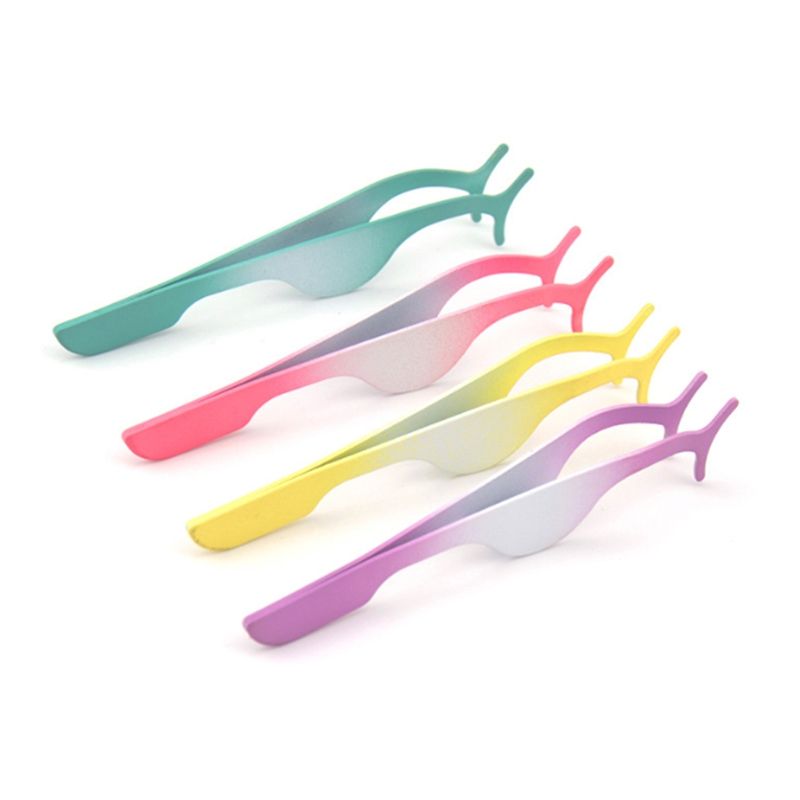 Multifunctional False Eyelashes Curler Tweezers Stainless Auxiliary Eyelash Curler Eye Lash Applicator Clip