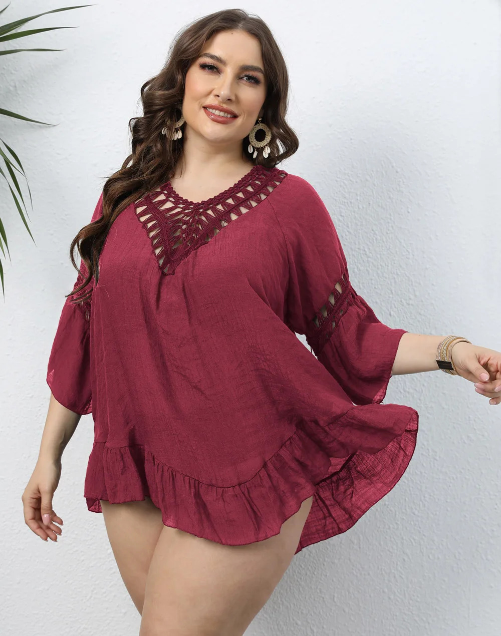 2025 Cover Up Plus Size Bikini Women Swimsuit Coverup Sleeveless Bathing Suit Beach Wear Knitting Swimwear Mesh Dress 250603