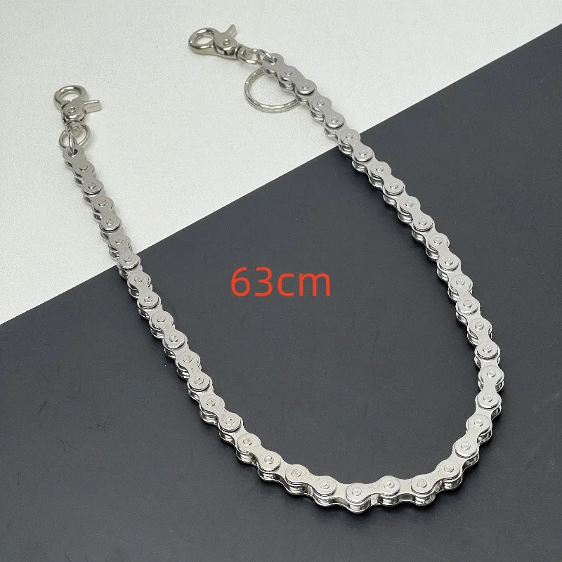Japanese Trend Thick pants chain Hip hop punk style Essential for Going Out Bicycle chain style Jeans waist decoration 250530