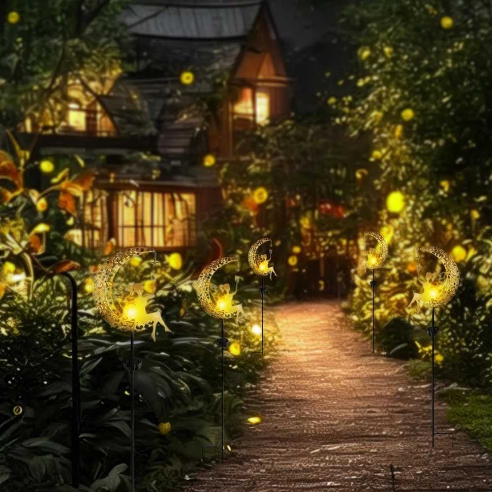 Solar Garden Statues Outdoor Decor Fairy Moon Figurine Light Stake Ornament for Patio Lawn Yard Pathway gift for Mom Grandma XJ250606