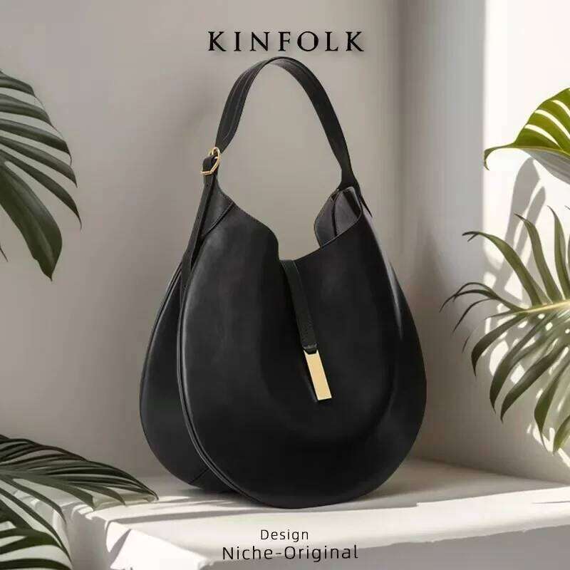 Trendy Cross-Border Women's Underarm Chamois Leather Ruffle Design Dumpling Tote Moon Shark Bag Handbag Chic Style