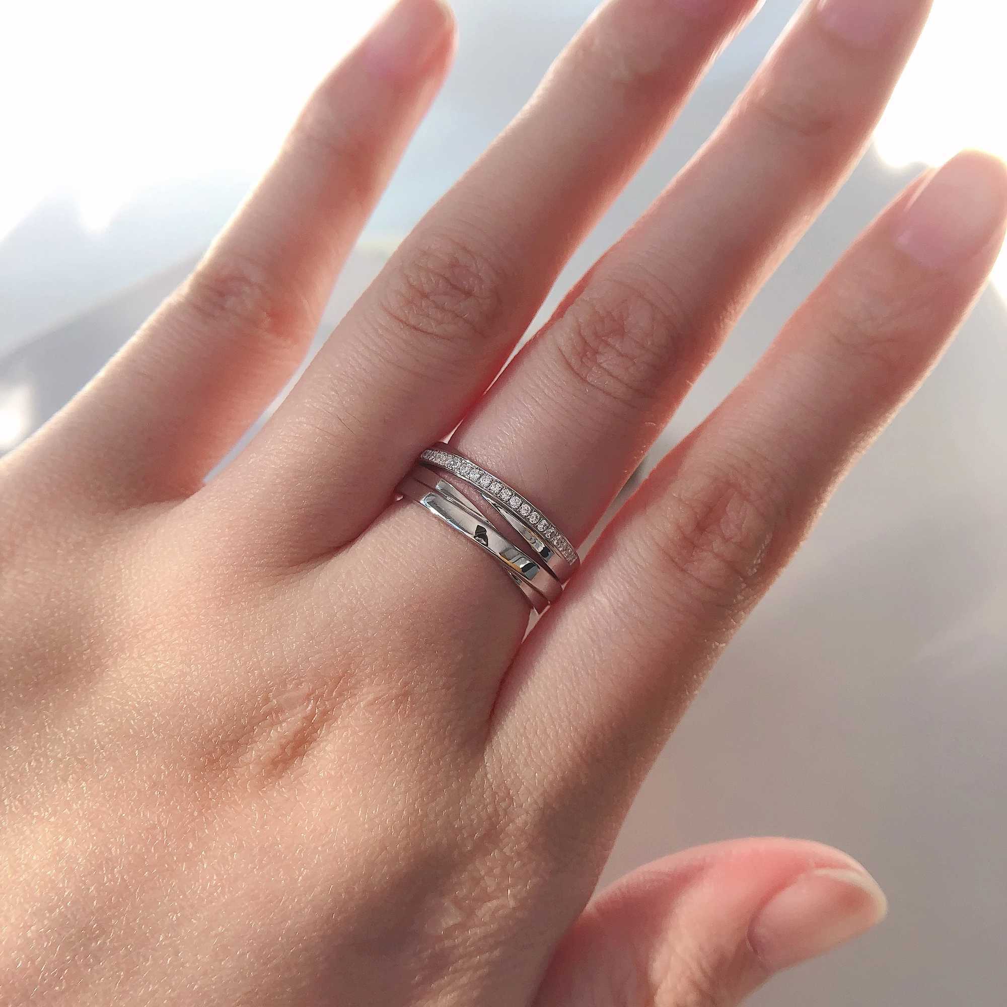 Genuine Solid White Gold 18K Couple Rings Engagement Rings For Lovers Wedding Anniversary Day Jewelry Gift Beautiful Box W250606