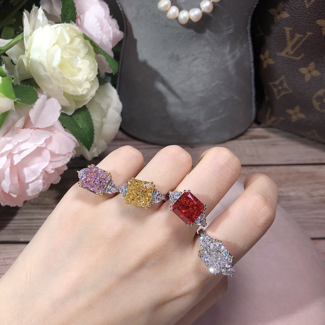 2025 Elegant Sparkling Jewelry Genuine 100% S925 Sterling Silver Ice Cut Multicolor Moissanite Diamond Eternity Party Designer Lady Aquamarine Wedding