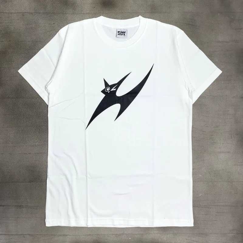 American High Street Y2k Clothing Women Cute Lightning Cat Casual Loose Super Large Short Sleeve Hip-hop Street T-shirt Men W250607