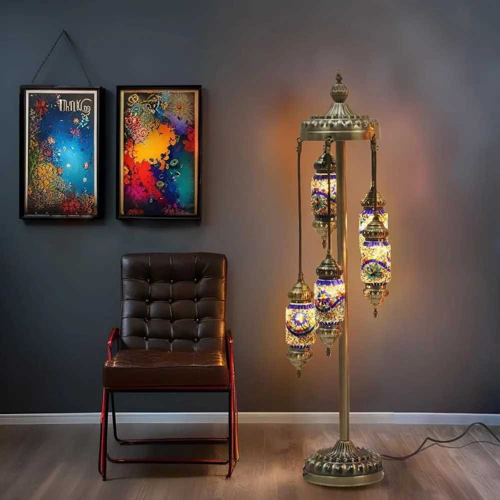 Turkish Mosaic Floor Lamp Handmade Stained Glass Bohemian E12 Bulb W250607
