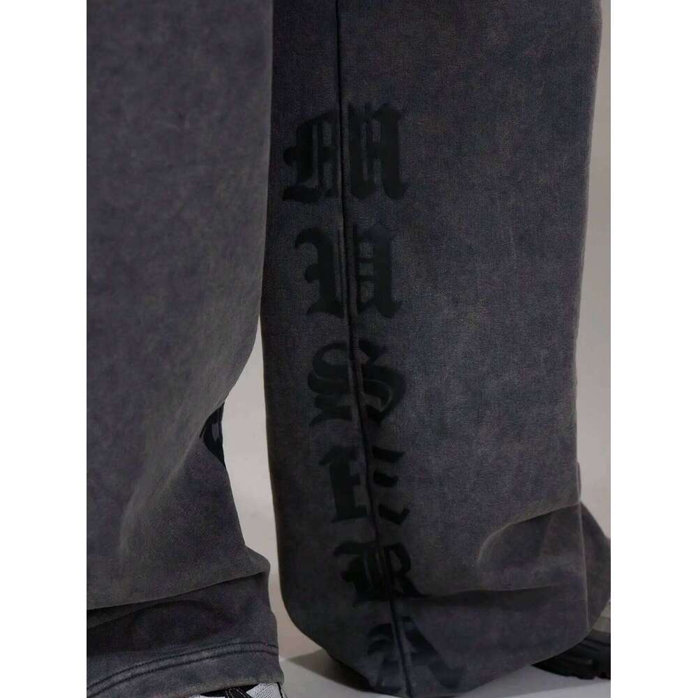 Autumn Winter New Embroidery Men and Women With the Same Style to Do Old Waste Wind Handsome Sports Sweatpants