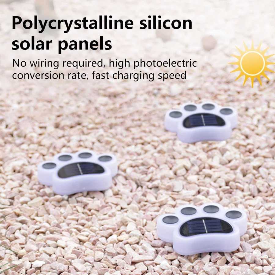 4pcs Solar LED Cats Paw Buried Light Cute Cold Warm Waterproof Outdoor Lawn Lights Decorative Lights Garden Patio DecorationXJ250606