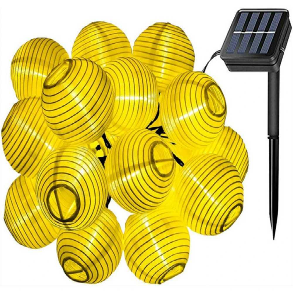 Solar Lantern String Lights Paper Lantern Solar Garland Light Outdoor Christmas Garden Backyard Balcony Lantern Ball Lamp W250607