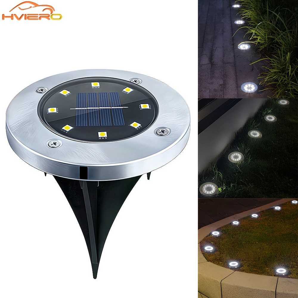Buried Lawn Lights 8LED Solar Outdoor Garden Waterproof Decorative For Path Park Way Yard Floor Under Ground Spot Lamp Highlight W250607