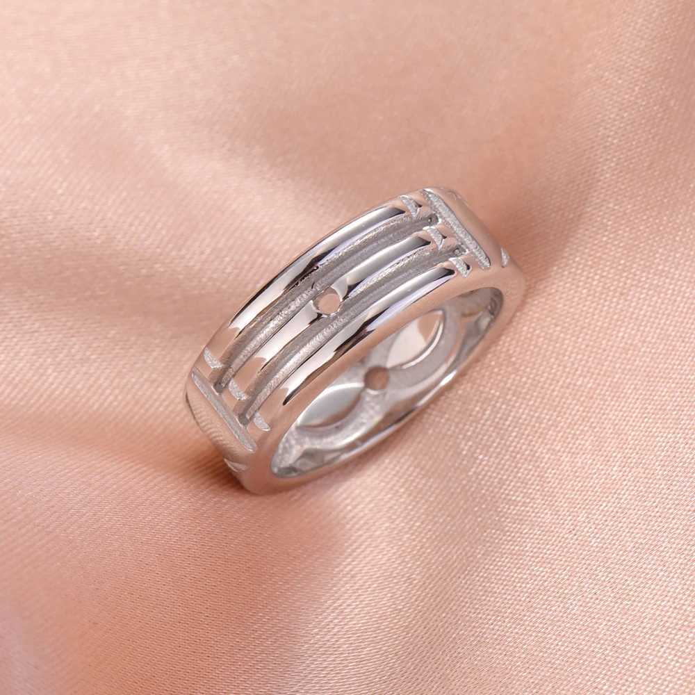 Teamer Geometric Wide Stainless Steel Ring for Women Men Couple Fashion Minimalist Silver Color Finger Ring Engagement Jewelry W250606
