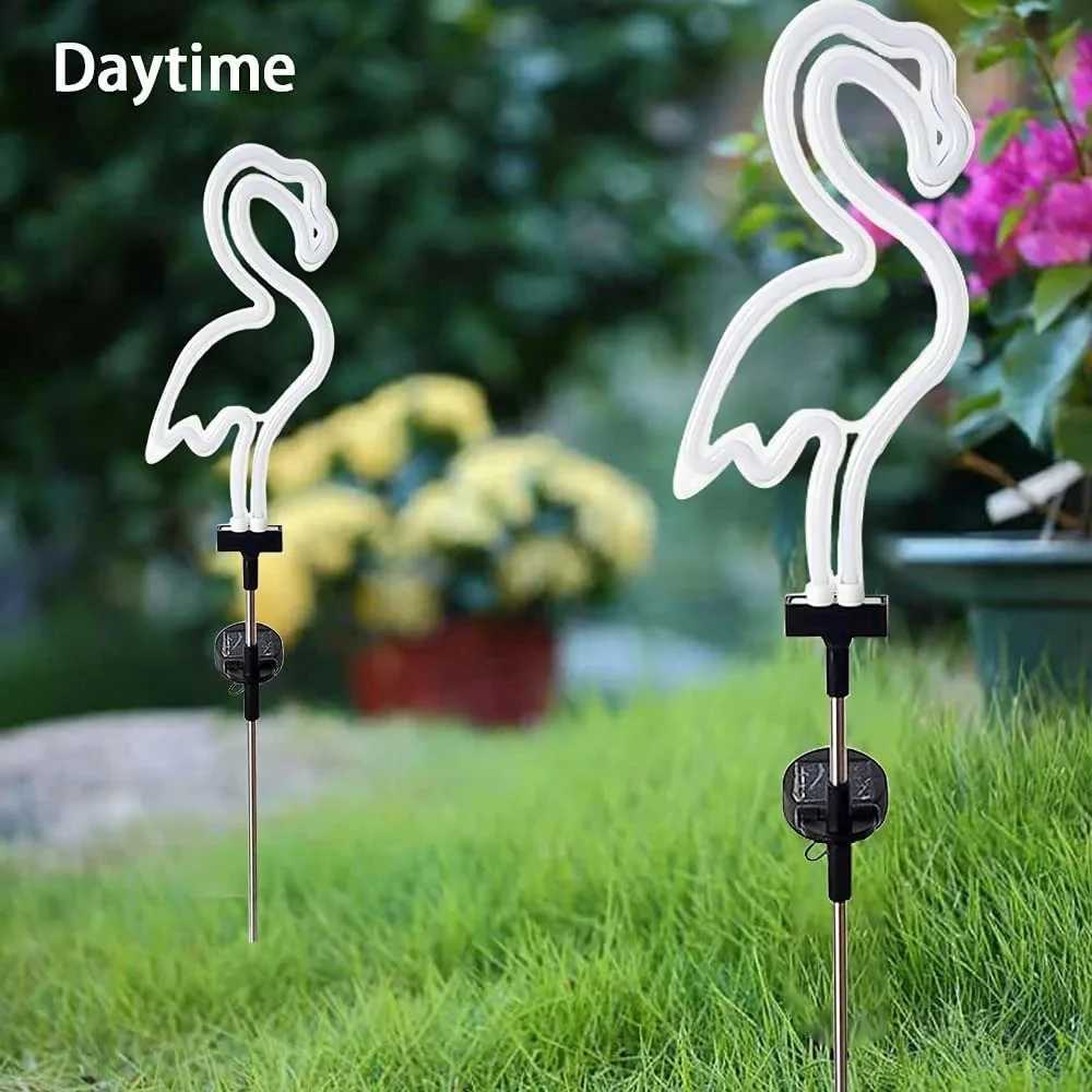 Neon Flamingo Pineapple Solar Garden Stake Lights Outdoor Pathway Light for Lawn Patio Yard Walkway Neon Pink Lighting Decor W250607