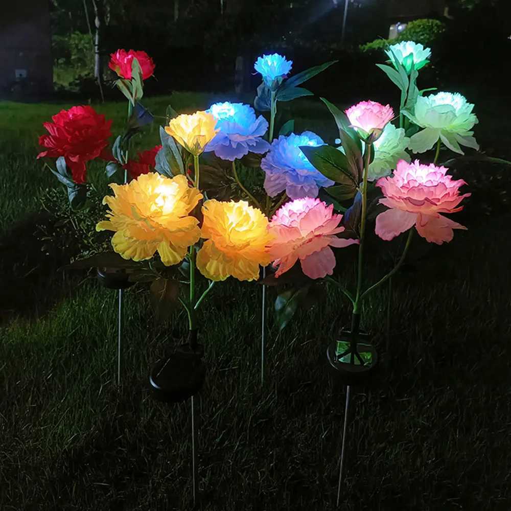 LED Solar Simulation Peony Flower Solar LED Light Garden Yard Lawn Night Lamp Landscape Garden Home Christmas Decoration W250607