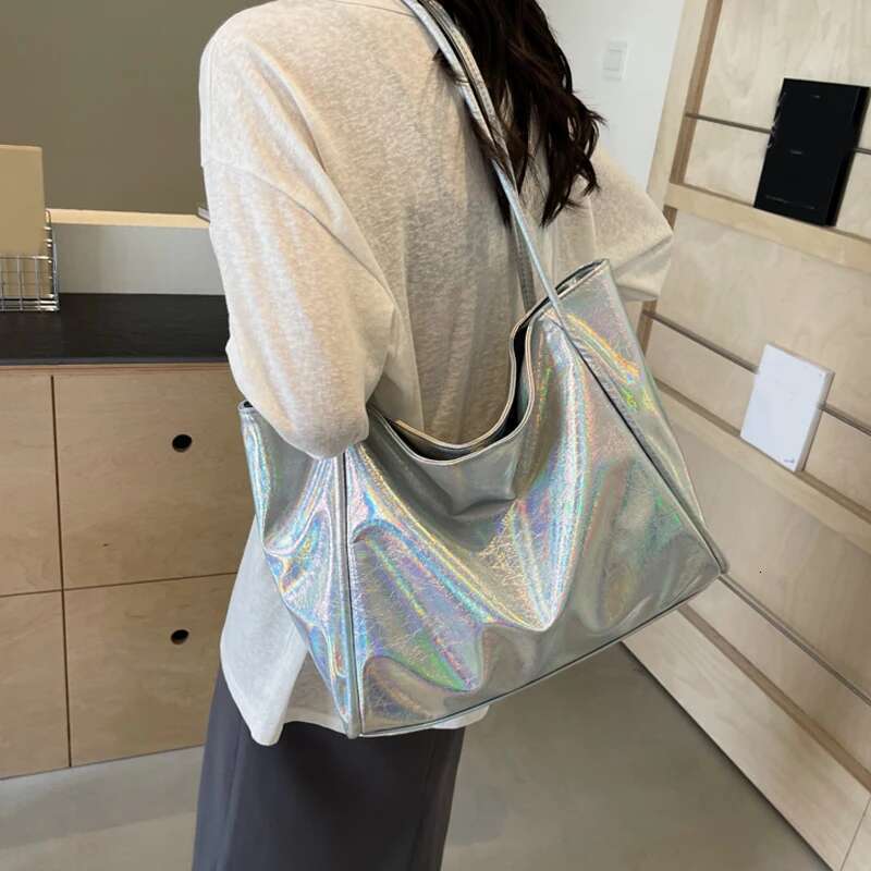 Large Capacity Tote Handbag For Women Gold Sier Soft Leather Shoulder Designer Shopper Female Top Handle Bag Brand