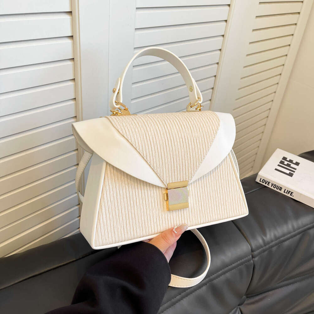 High-End Handbag for Women New Niche Fashion Stylish Shoulder Simple Color-Block Crossbody Bag