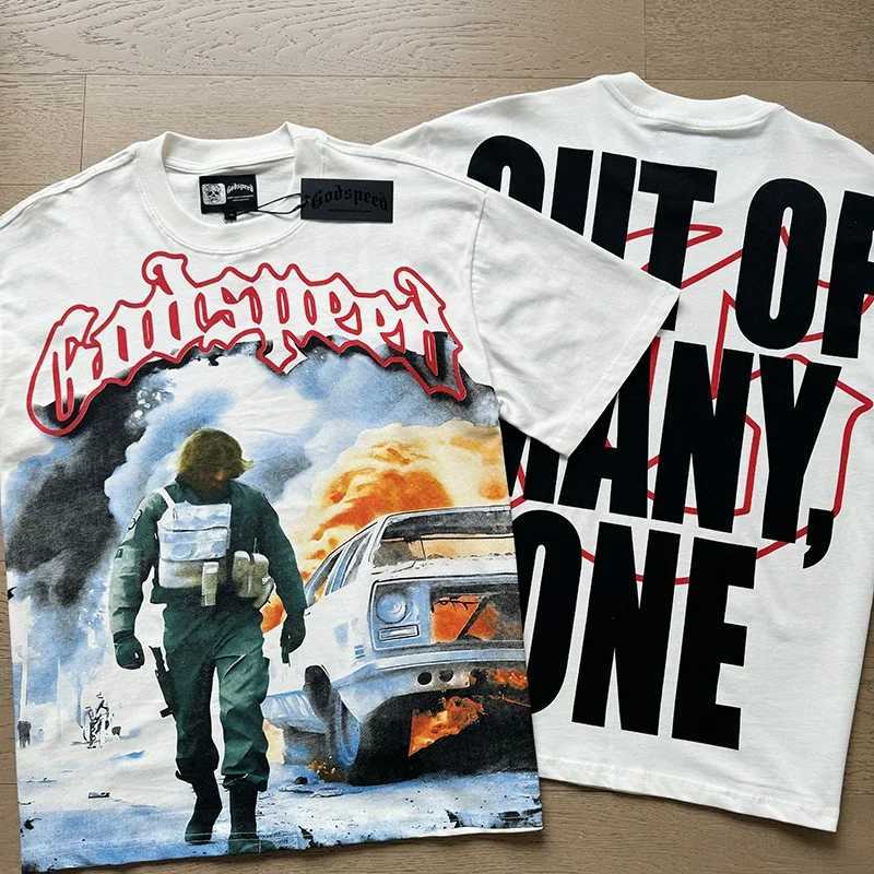 High Strt Trendy Hip Hop Strtwear Top Men Godspd Harajuku Retro Oversized T-shirt Punk Rock Casual Cotton Short Slve X2506071