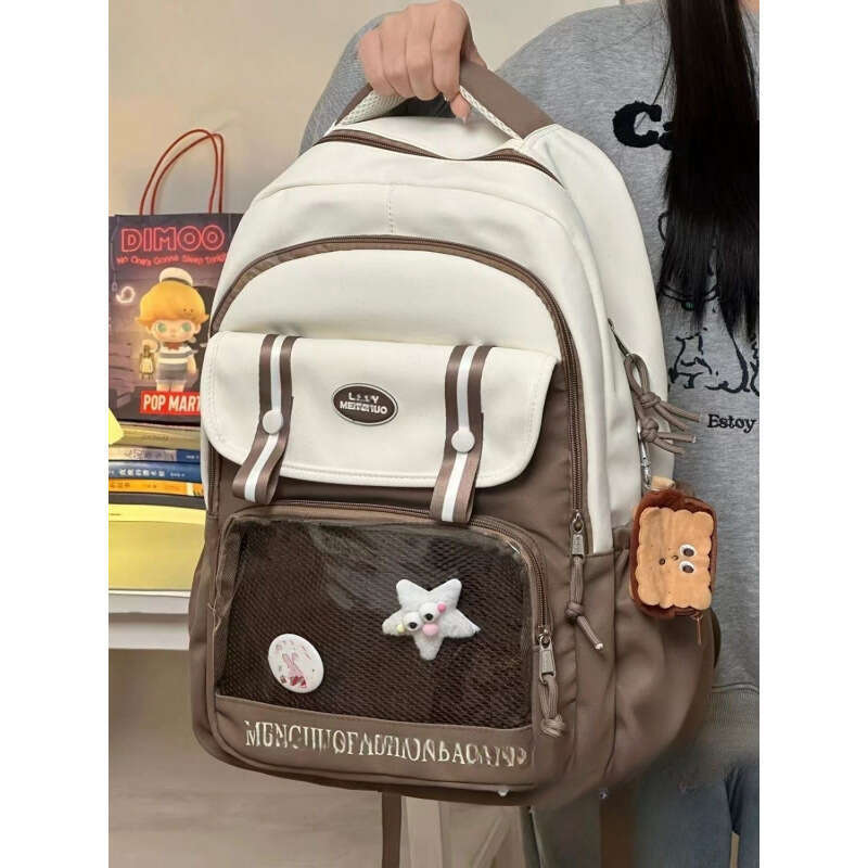 Ins Style Badge Pain Casual Versatile Bag for Female High and Middle School Students Travel Backpack