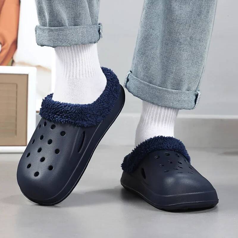 Ddmyoutdoor Men Warm Plush Sandal Women Garden Clogs Mules Fur Fluffy Slippers Winter Indoor Home Beach Shoes outdoor shoes