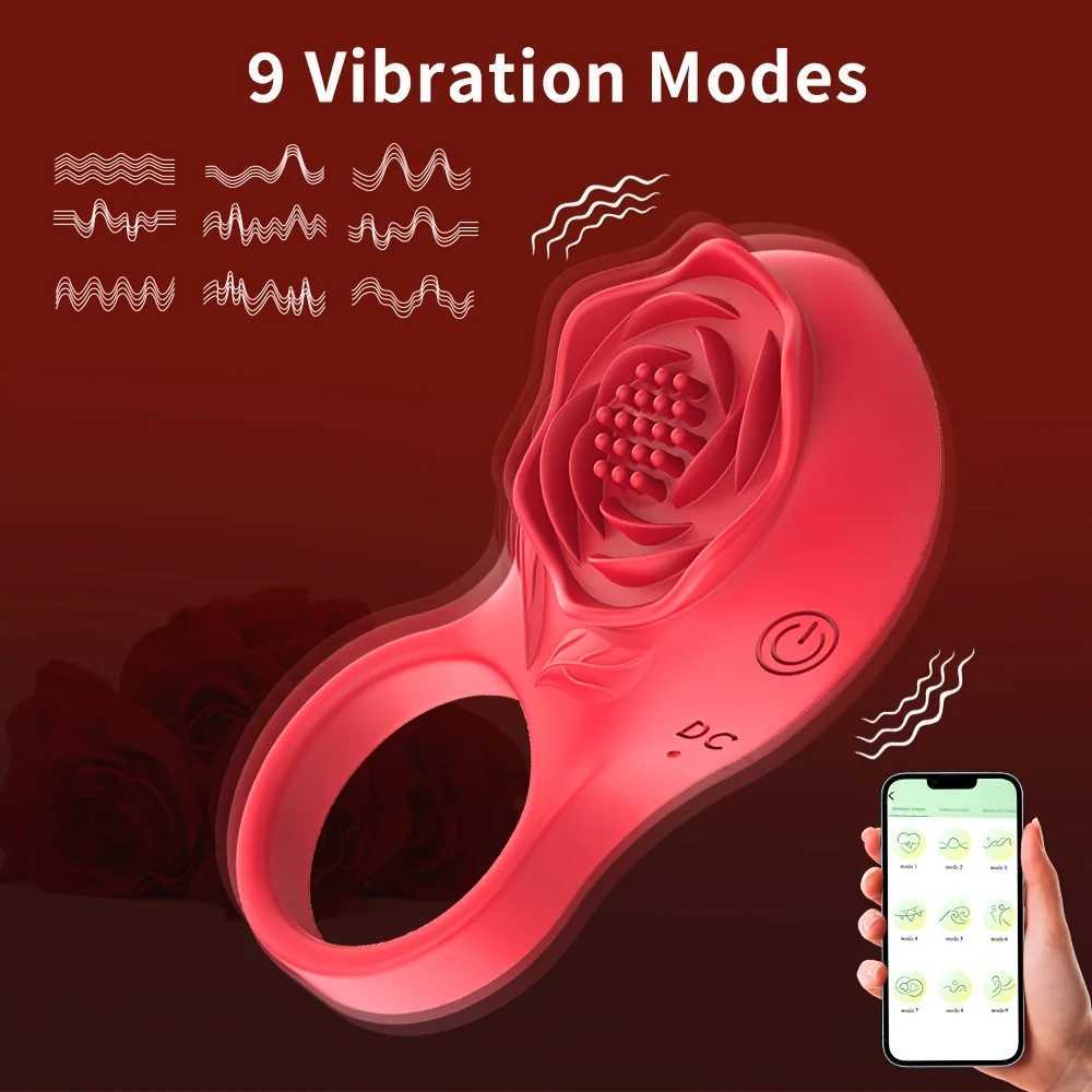 Vibrating Cock Ring Vibrator Rose Penis Ring with Clit Stimulator Intimate Sex Toys Long Lasting Stronger Vibrators Ring for MenXJ250607