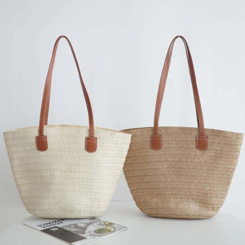 Straw Beach Tote New Style Straw French Tote Handbag Woven Shoulder Women S Fashion Vacation Beach Bag Straw Large Tote
