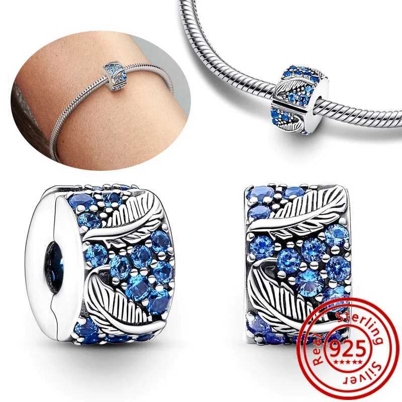 Fit Charms Bracelet 100% 925 Sterling Silver Clip Pave Pink Blue Zircon Infinite Simple DIY Clasp Fine Beads Women Jewelry XJ250607