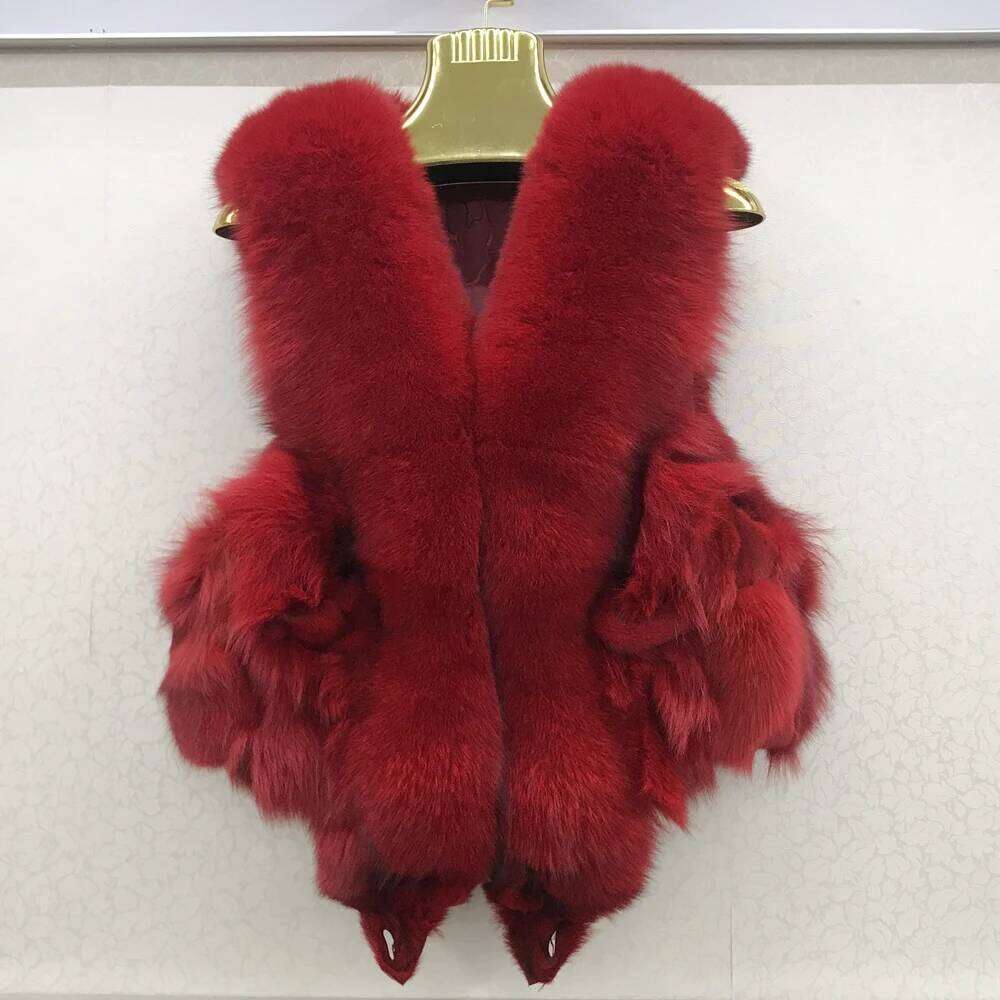 2025 Hot Sale Women 100% Genuine Vest Natural Soft Sleeveless Jacket Lady Quality Warm Real Fox Fur Gilet