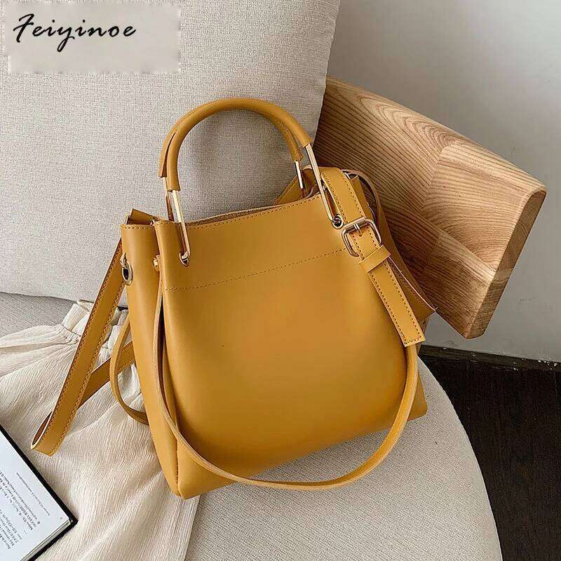 Soft Leather Handbag High Quality Women Shoulder Shopper Tote Bucket Bag Fashion Women's Handbags 2024 New