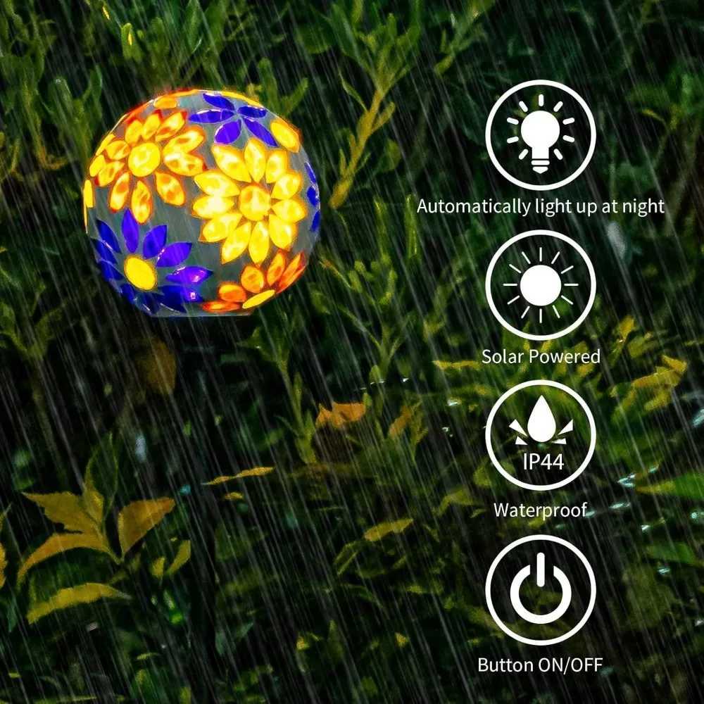 Solar Garden Lights - Mosaic LED Stake Lights Waterproof Outdoor Decor for Lawn/Patio/Yard 1-Pack XJ250606
