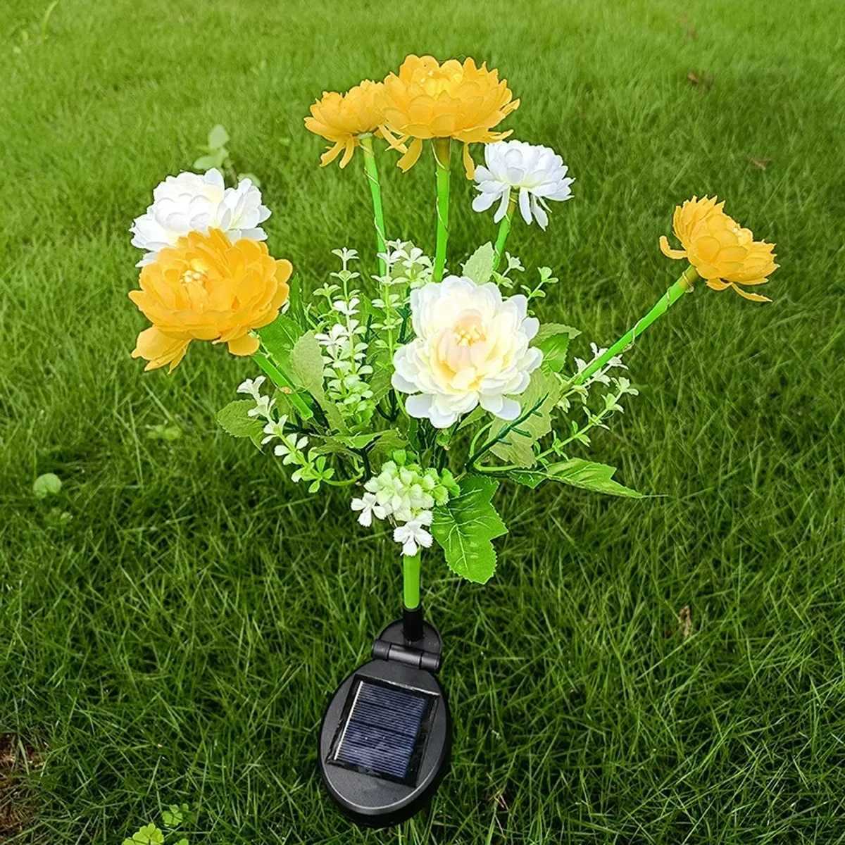 Solar LED Lights Snow Lotus Flower Lawn Lamp IP65 Outdoor Waterproof For Yard Patio Garden Decoration Flower Holiday Party Lamp W250607