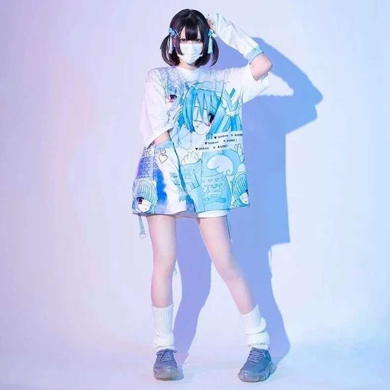 Women Clothing Casual Japanese Anime Minemine Girl 3D Printed Short Sleeve Tee Trends Y2K Oversized Gothic Unisexy T Shirt Dames W250607