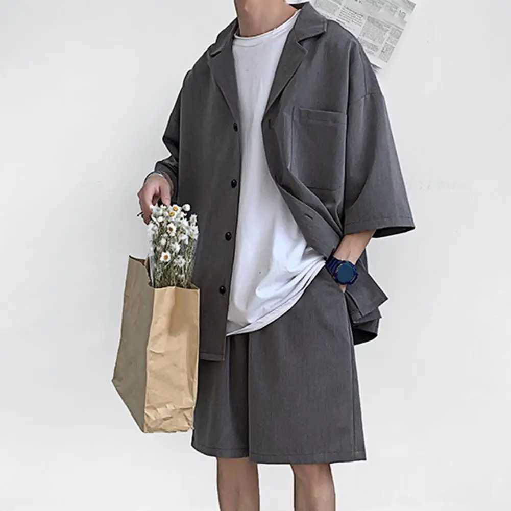 Summer Men Shorts Set Matching Shirts Letter Striped Floral Printing Outfits Short Sleeve Elastic Waist Thin Oversize Suit Man W250609