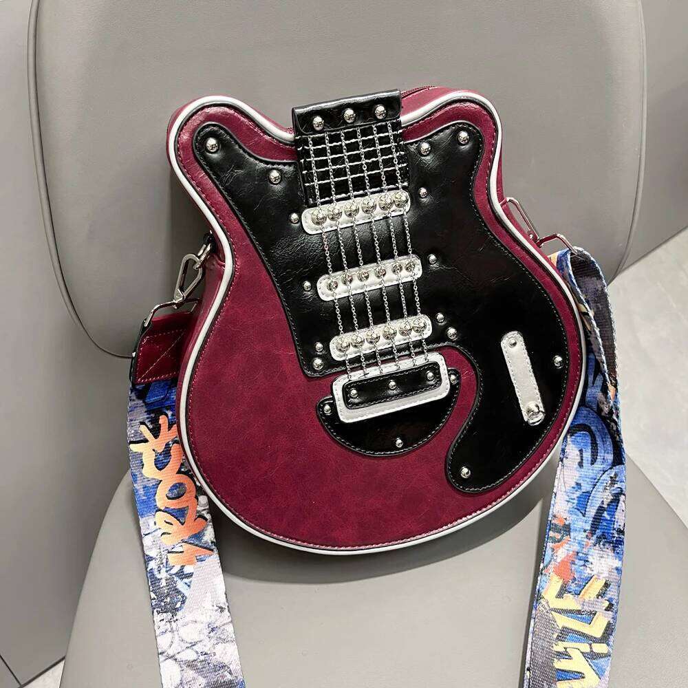 Elegant Women's Guitar-Shape Leather Clutch Versatile Designer Crossbody Accessory