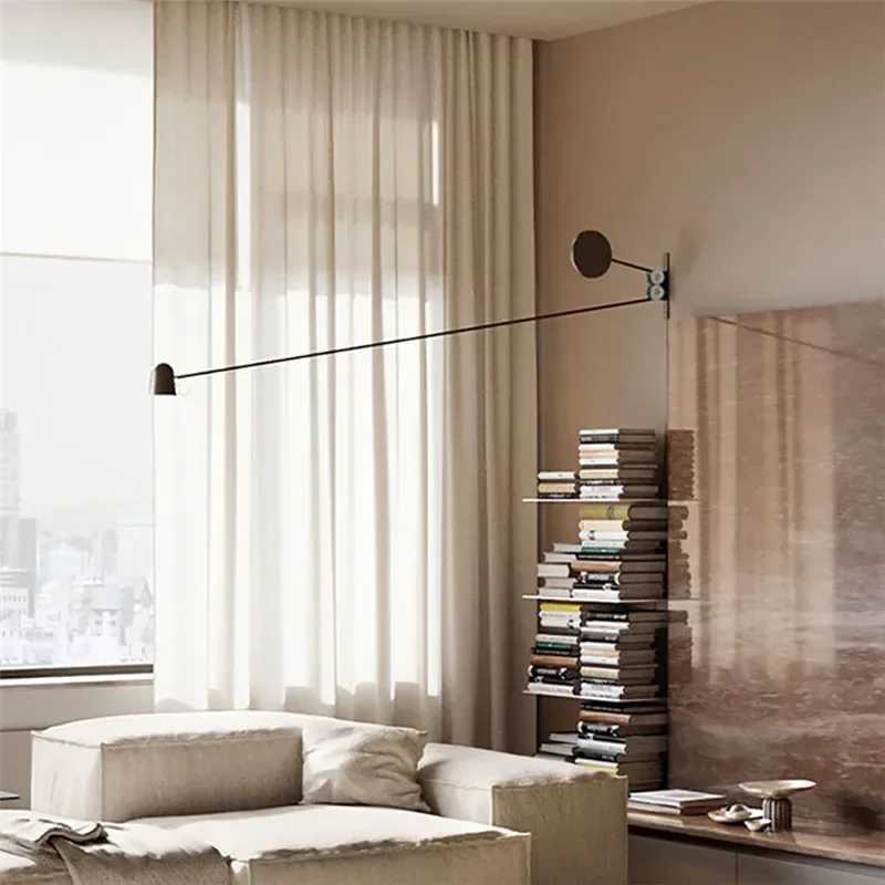Long Pole Swing Arm Wall Lamp Adjustable Sconce Light for Reading Living Room Bedroom Living Room Home Decor Lights X250607