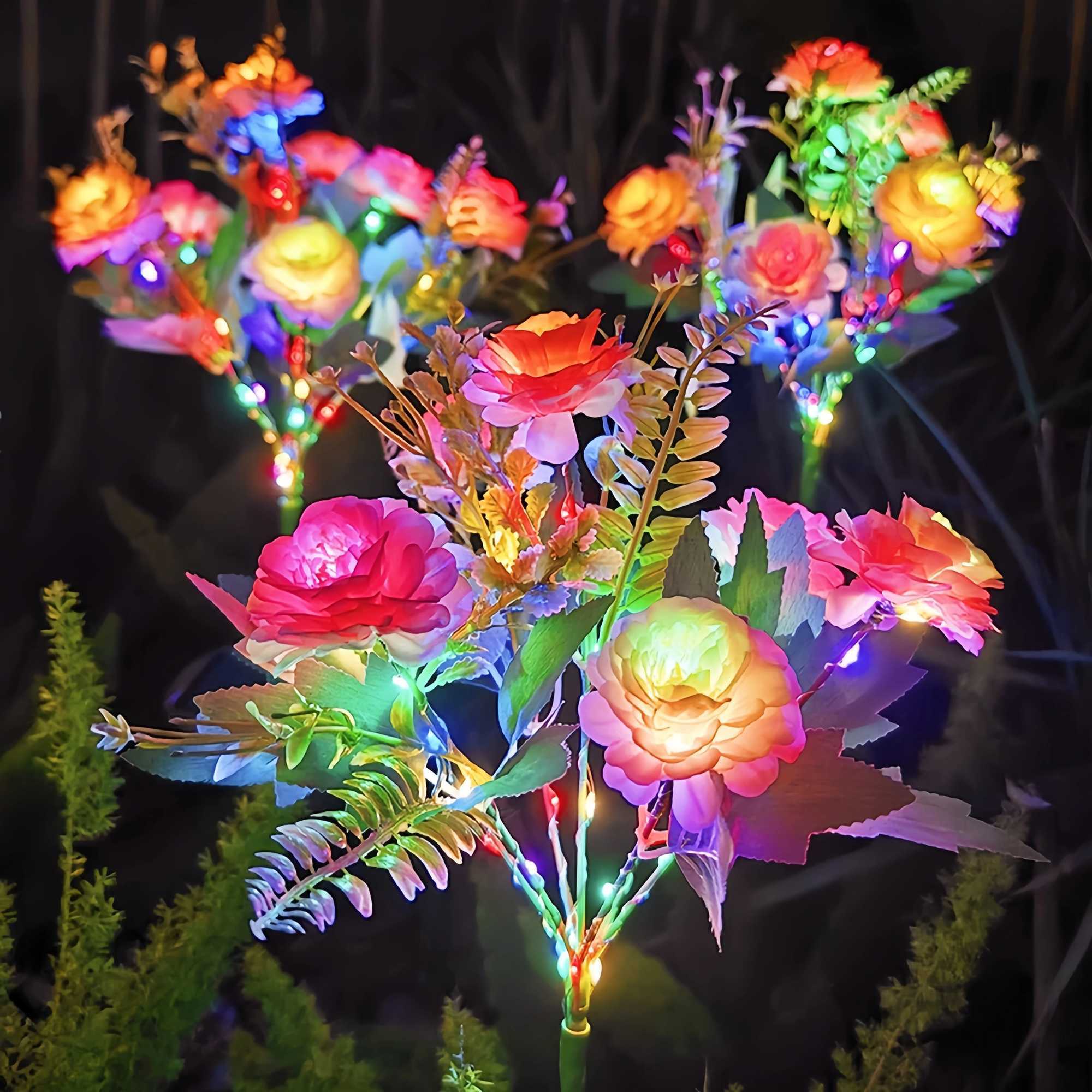 Solar LED Lights Hibiscus Flower Lawn Lamp IP65 Outdoor Waterproof For Yard Patio Garden Decoration Flower Holiday Party Lantern XJ250606