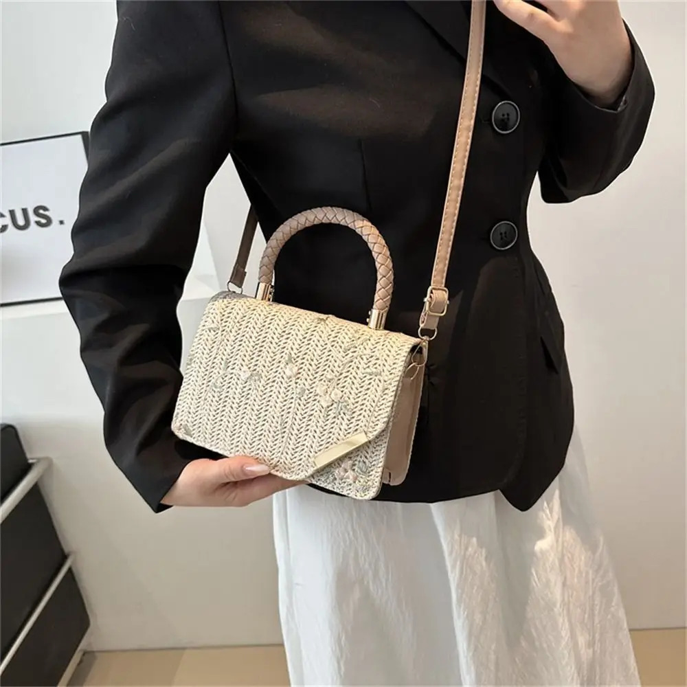 Shoulder Messenger Bag Girls Handbags Women Summer Bohemian Straw Woven Beach Crossbody Rattan Braid Grass Vacation Bag 250605