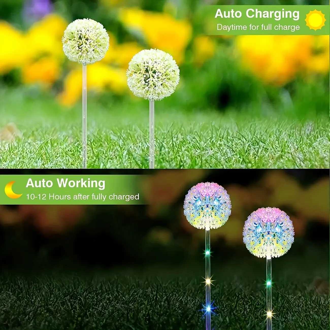1PC 1-Head Solar LED Dandelion Light Outdoor Decorative Lights Artificial Flower Landscape Lighting For Garden Lawn Yard Pathway W250607