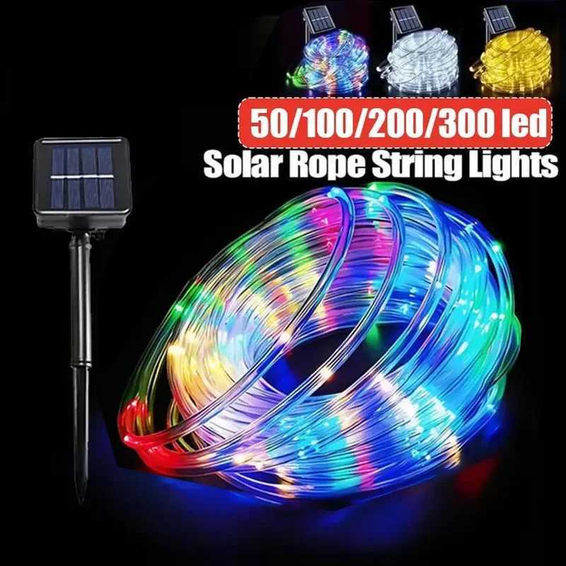 Outdoor Solar Rope LED Light Waterproof Garden Christmas Decoration 32m/22m/12m/7m Xmas Tube String Light Fairy Strip XJ250606