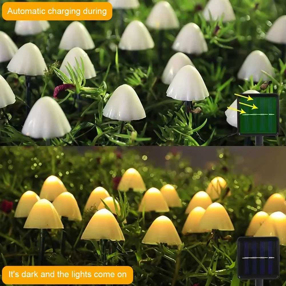 10 LED Solar Mushroom Lights Outdoor Waterproof Decorative Street Lights for Lawn Garden Patio Christmas Holiday Decoration XJ250606