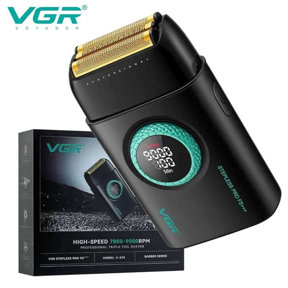 VGR Rechargeable Professional Electric Beard Trimmer Digital Display Razor Metal Shaver For Man V-378