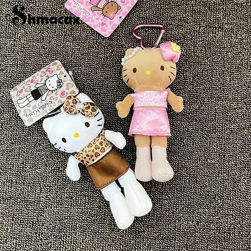 Sanrio 1 Piece Long Legs Hello Kitty Pendant Keychain Accessories Sanrio Leopard Print Black Leather Love Buckle Christmas Gift w250618